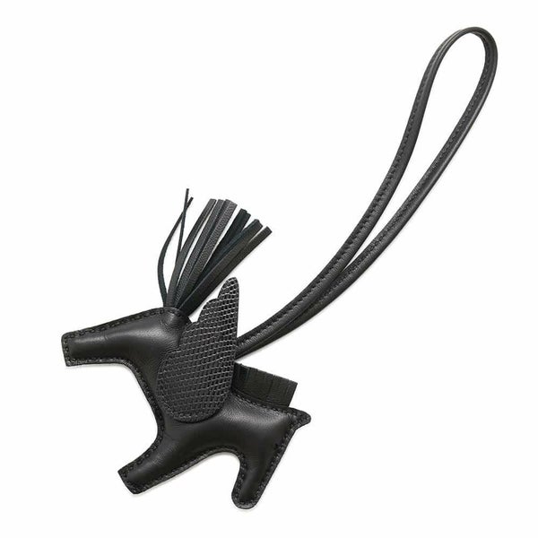エルメス バッグチャーム ロデオPM ペガサス タッチ ブラック ラムスキン/リザード U刻印 HERMES 黒 ソーブラック