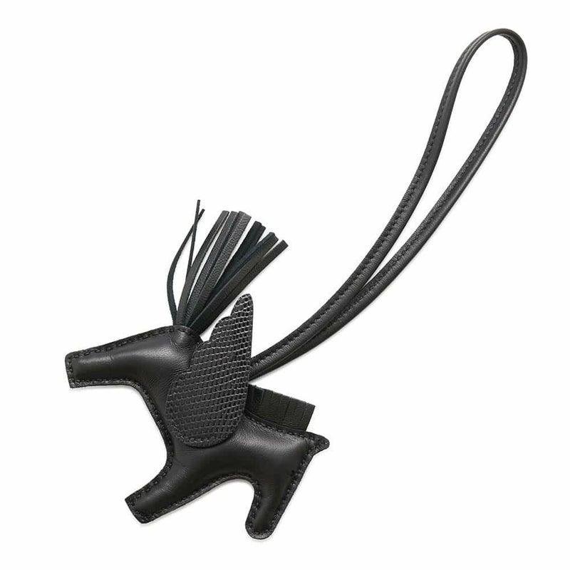エルメス バッグチャーム ロデオPM ペガサス タッチ ブラック ラムスキン/リザード U刻印 HERMES 黒 ソーブラック