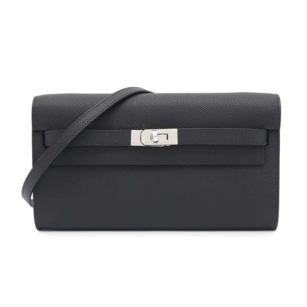 エルメス ケリーウォレット ロング トゥーゴー ブラック/シルバー金具