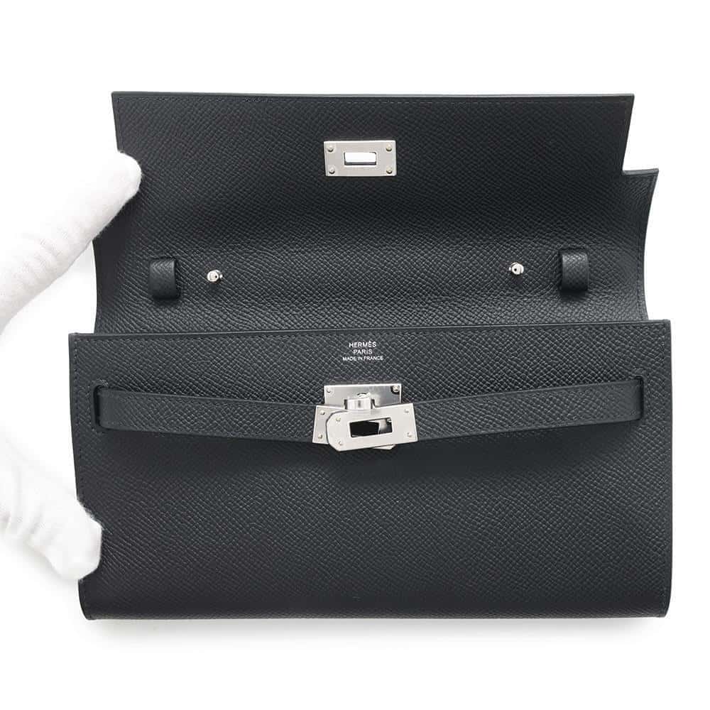 エルメス ケリーウォレット ロング トゥーゴー ブラック/シルバー金具