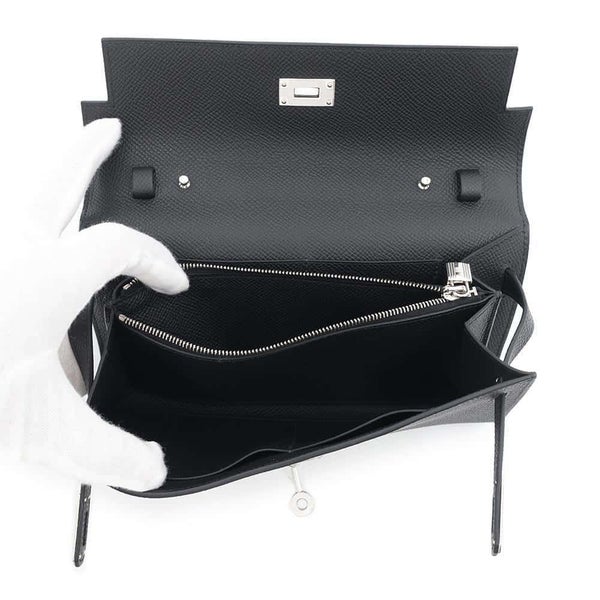 エルメス ケリーウォレット ロング トゥーゴー ブラック/シルバー金具 エプソン K刻印 HERMES 黒