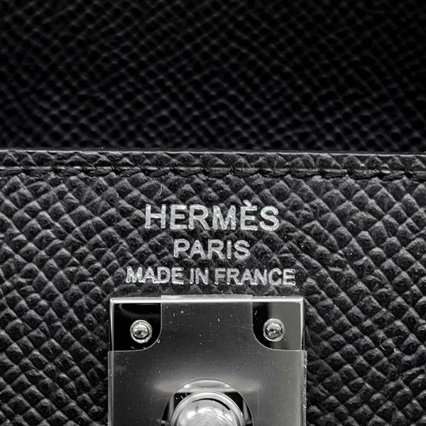エルメス ハンドバッグ ケリー25 外縫い ブラック/シルバー金具 エプソン K刻印 HERMES Kelly 2wayバッグ