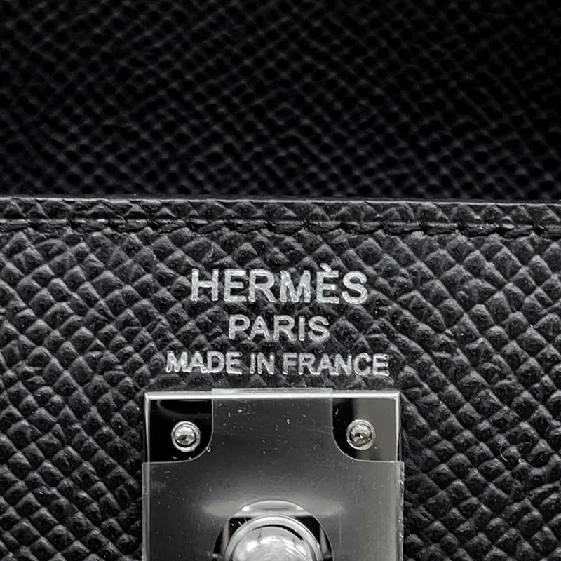 エルメス ハンドバッグ ケリー25 外縫い ブラック/シルバー金具 エプソン K刻印 HERMES Kelly 2wayバッグ