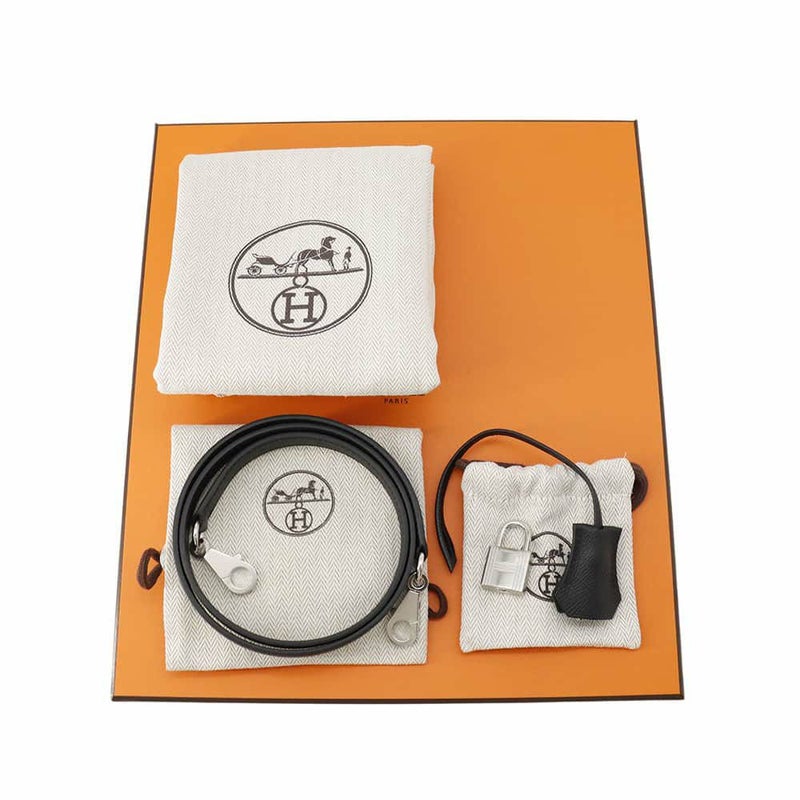 エルメス ハンドバッグ ケリー25 外縫い ブラック/シルバー金具 エプソン K刻印 HERMES Kelly 2wayバッグ