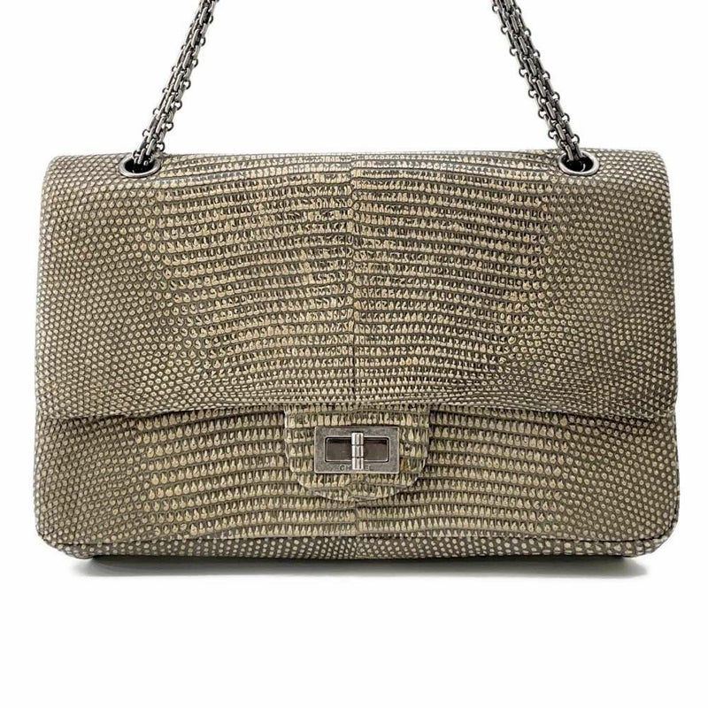 シャネル チェーンショルダーバッグ 2.55 ダブルフラップ リザード CHANEL 2way
