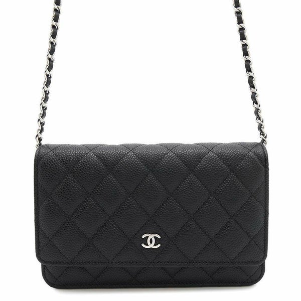シャネル チェーンウォレット クラシック マトラッセ ココマーク キャビアスキン AP0250 CHANEL 財布 ブラック 黒