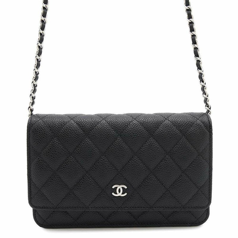 シャネル チェーンウォレット クラシック マトラッセ ココマーク キャビアスキン AP0250 CHANEL 財布 ブラック 黒