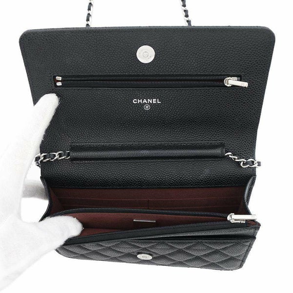 シャネル チェーンウォレット クラシック マトラッセ ココマーク キャビアスキン AP0250 CHANEL 財布 ブラック 黒