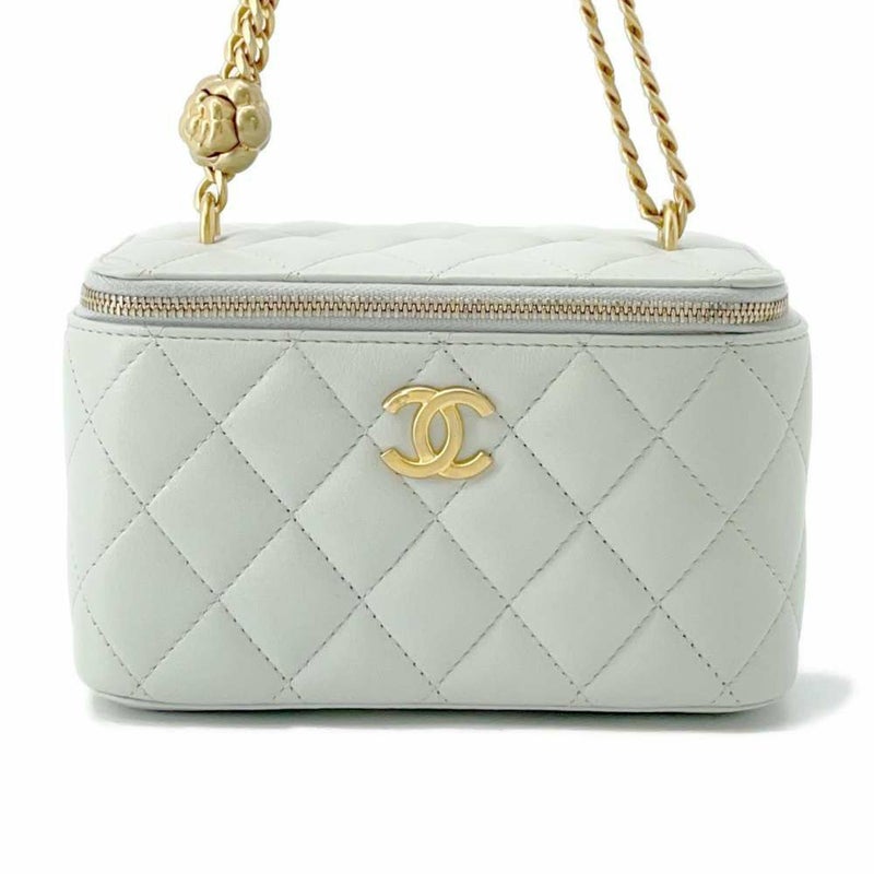 シャネル チェーンショルダーバッグ マトラッセ ココマーク カメリアチェーン バニティ ラムスキン AP3301 CHANEL ヴァニティ