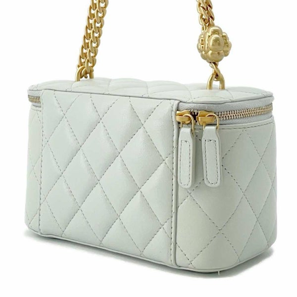 シャネル チェーンショルダーバッグ マトラッセ ココマーク カメリアチェーン バニティ ラムスキン AP3301 CHANEL ヴァニティ