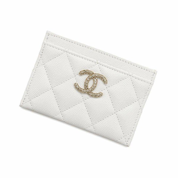 シャネル カードケース マトラッセ ココマーク キャビアスキン AP3188 CHANEL 定期入れ 名刺入れ 白