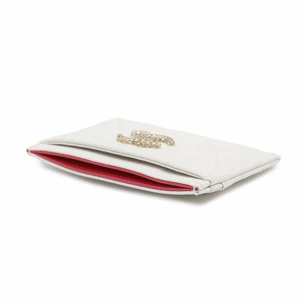 シャネル カードケース マトラッセ ココマーク キャビアスキン AP3188 CHANEL 定期入れ 名刺入れ 白