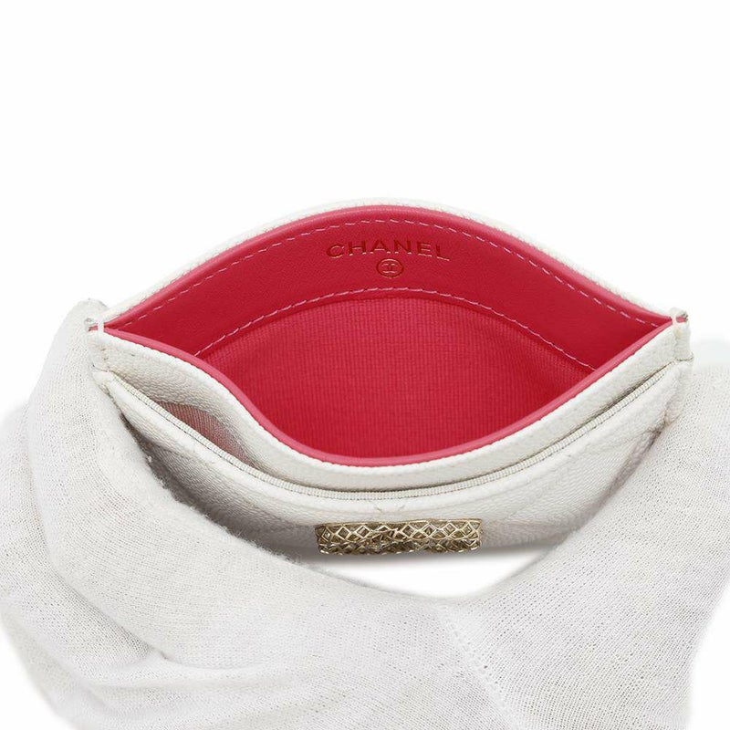 シャネル カードケース マトラッセ ココマーク キャビアスキン AP3188 CHANEL 定期入れ 名刺入れ 白