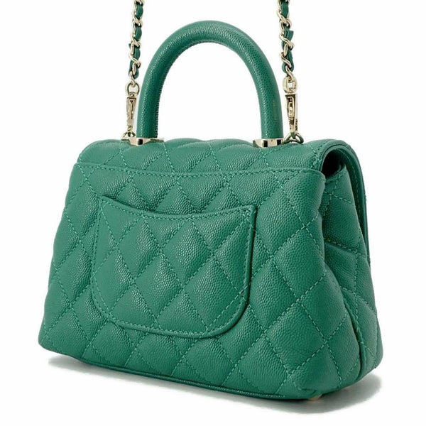 シャネル ハンドバッグ ココマーク トップハンドル ミニ フラップ キャビアスキン AS2215 CHANEL 2wayショルダーバッグ