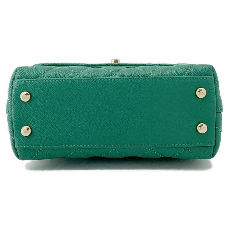 シャネル ハンドバッグ ココマーク トップハンドル ミニ フラップ キャビアスキン AS2215 CHANEL 2wayショルダーバッグ