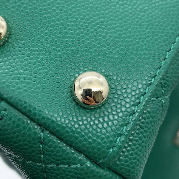 シャネル ハンドバッグ ココマーク トップハンドル ミニ フラップ キャビアスキン AS2215 CHANEL 2wayショルダーバッグ