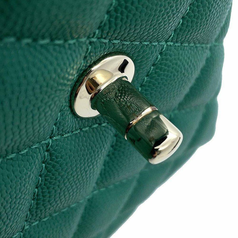 シャネル ハンドバッグ ココマーク トップハンドル ミニ フラップ キャビアスキン AS2215 CHANEL 2wayショルダーバッグ