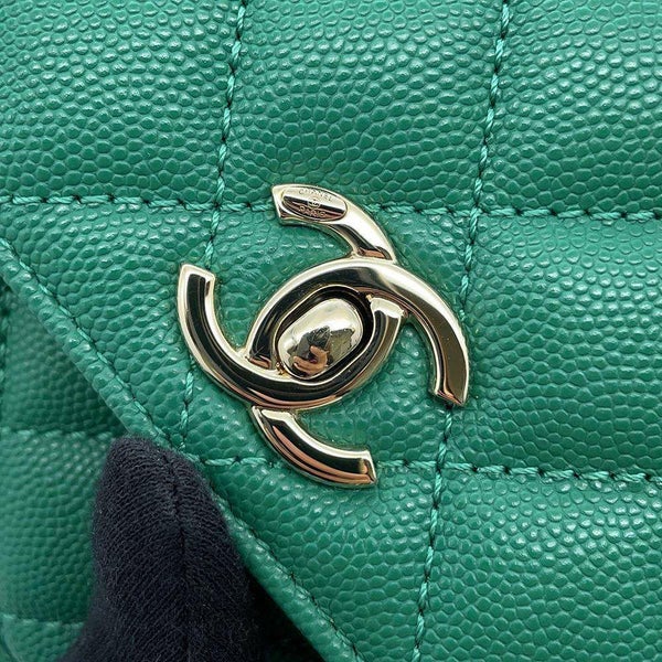 シャネル ハンドバッグ ココマーク トップハンドル ミニ フラップ キャビアスキン AS2215 CHANEL 2wayショルダーバッグ