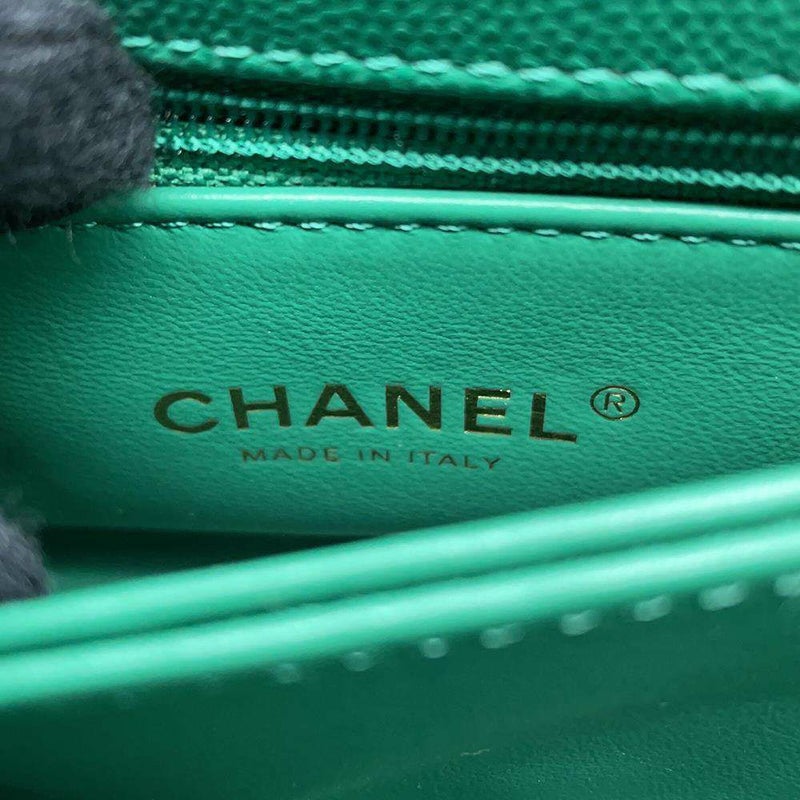 シャネル ハンドバッグ ココマーク トップハンドル ミニ フラップ キャビアスキン AS2215 CHANEL 2wayショルダーバッグ