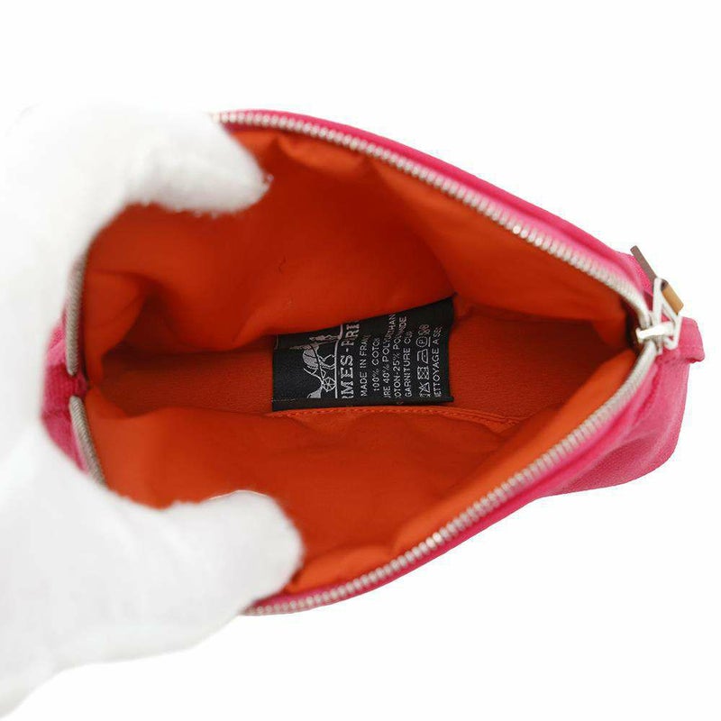 エルメス ポーチ ボリードポーチ ミニミニ オランジュ ハイビスカス/シルバー金具 キャンバス HERMES 化粧ポーチ 小物入れ