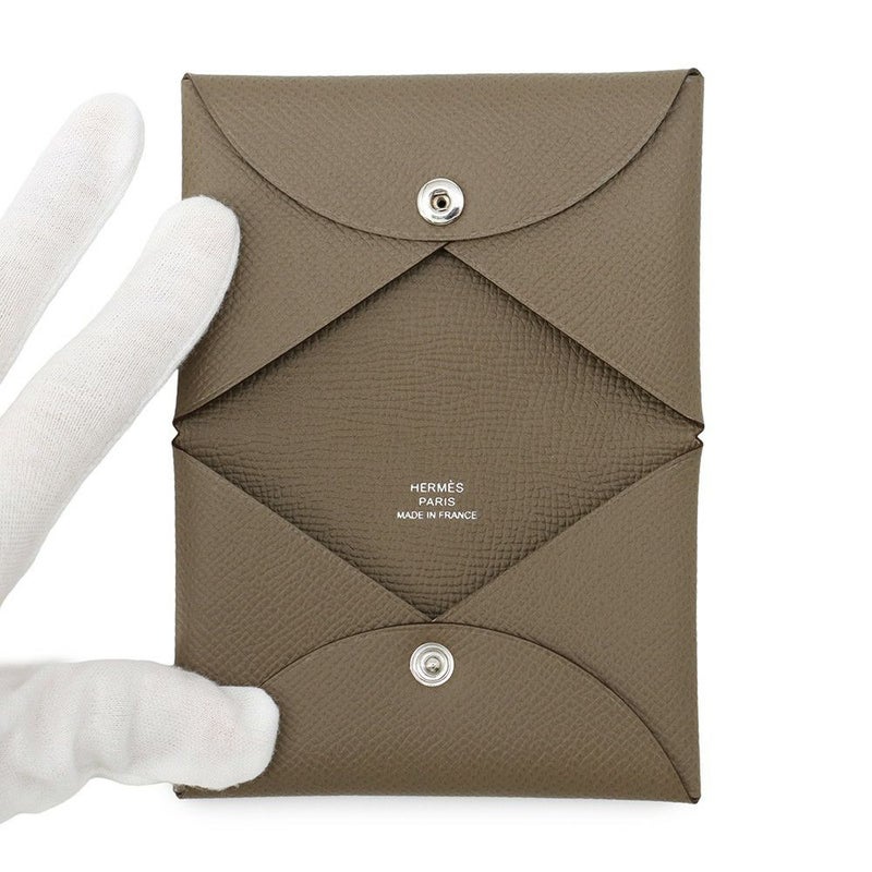 エルメス カードケース カルヴィ エトゥープ エプソン W刻印 HERMES 名刺入れ