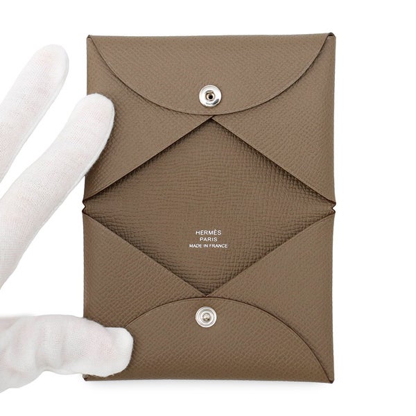 エルメス カードケース カルヴィ エトゥープ エプソン W刻印 HERMES 名刺入れ