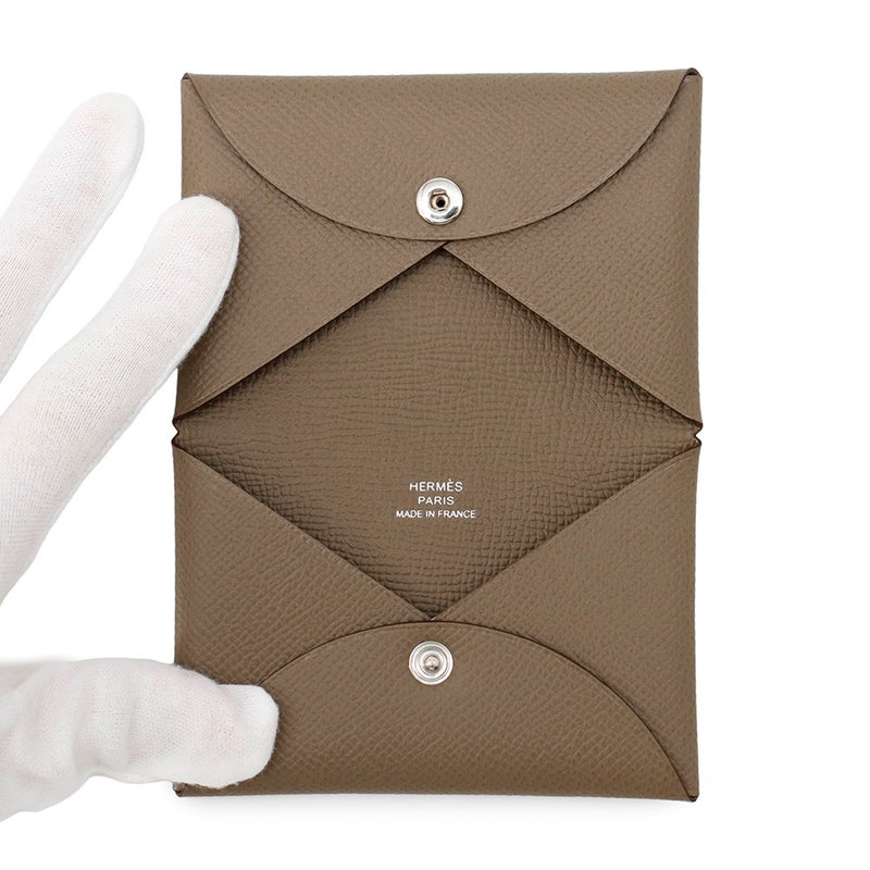 エルメス カードケース カルヴィ エトゥープ エプソン W刻印 HERMES 名刺入れ