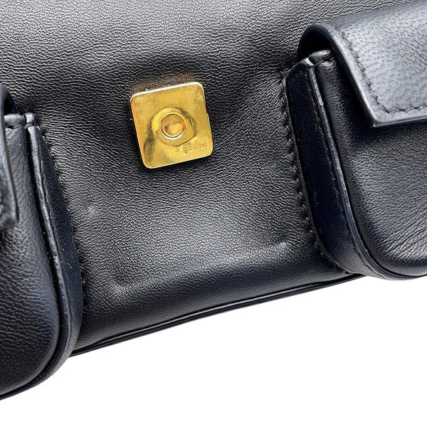 フェンディ ハンドバッグ マルチポケット バゲット レザー 8BR808 FENDI バッグ 2wayショルダーバッグ 黒