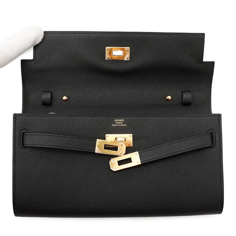 エルメス ケリーウォレット ロング トゥーゴー ブラック/ゴールド金具 エプソン G刻印 財布 黒