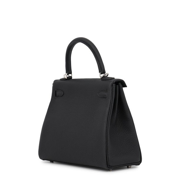 エルメス ハンドバッグ ケリー25 内縫い ブラック/シルバー金具 トゴ G刻印 HERMES Kelly 2wayショルダー 黒