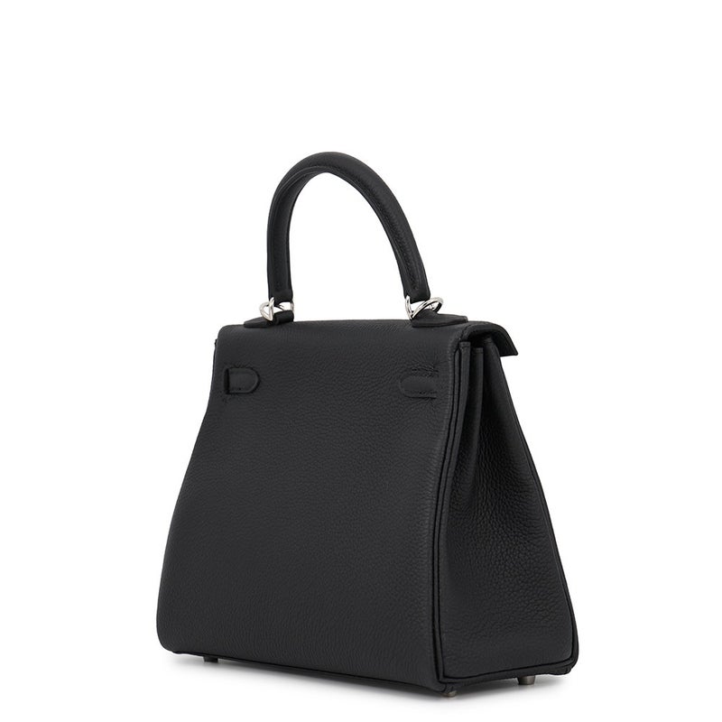 エルメス ハンドバッグ ケリー25 内縫い ブラック/シルバー金具 トゴ G刻印 HERMES Kelly 2wayショルダー 黒