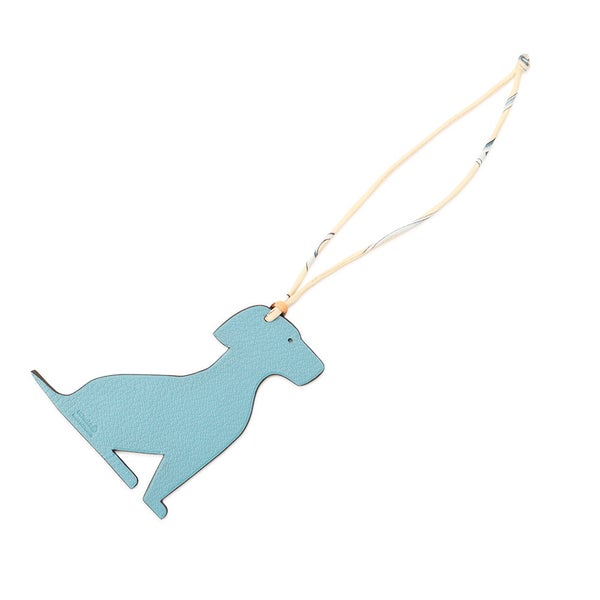 エルメス バッグチャーム プティアッシュ ラブラドール ショコラ/ブルーアトール トゴ/シェブルミゾル HERMES チャーム