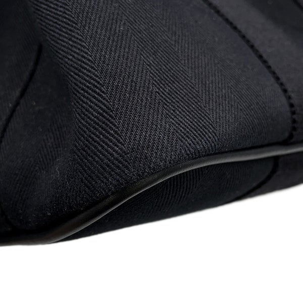 エルメス ハンドバッグ ヴァルパライソPM ブラック/シルバー金具 トワルシェブロン/レザー □M刻印 黒