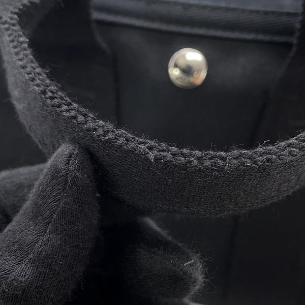 エルメス ハンドバッグ ヴァルパライソPM ブラック/シルバー金具 トワルシェブロン/レザー □M刻印 黒