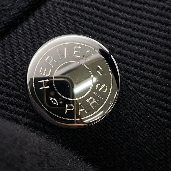 エルメス ハンドバッグ ヴァルパライソPM ブラック/シルバー金具 トワルシェブロン/レザー □M刻印 黒