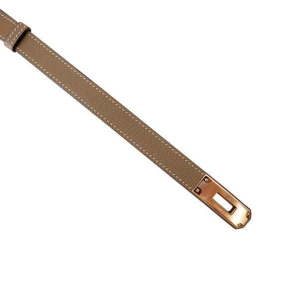 エルメス ケリーベルト エトゥープ/ピンクゴールド金具 エプソン K刻印 HERMES べルト
