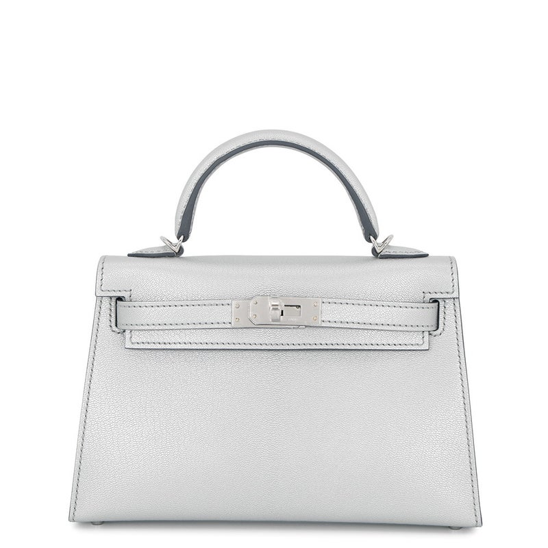 エルメス ハンドバッグ ミニケリー2 外縫い アルジャン/シルバー金具 シェブルシャムキラ K刻印 HERMES 2wayバッグ