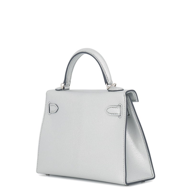 エルメス ハンドバッグ ミニケリー2 外縫い アルジャン/シルバー金具 シェブルシャムキラ K刻印 HERMES 2wayバッグ