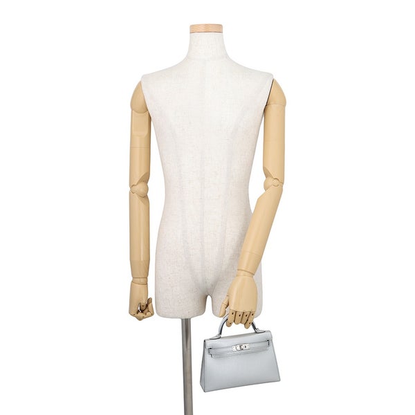 エルメス ハンドバッグ ミニケリー2 外縫い アルジャン/シルバー金具 シェブルシャムキラ K刻印 HERMES 2wayバッグ