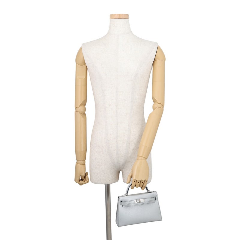 エルメス ハンドバッグ ミニケリー2 外縫い アルジャン/シルバー金具 シェブルシャムキラ K刻印 HERMES 2wayバッグ