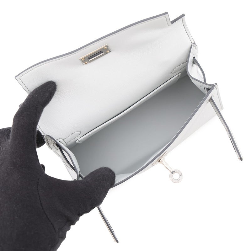 エルメス ハンドバッグ ミニケリー2 外縫い アルジャン/シルバー金具 シェブルシャムキラ K刻印 HERMES 2wayバッグ