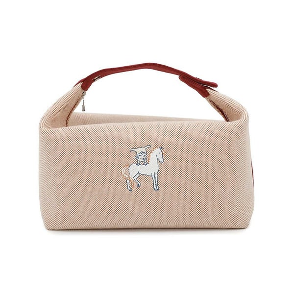 エルメス ポーチ ブリッド・ア・ブラックGM カブリオル テラコッタ/シルバー金具 キャンバス HERMES バッグ