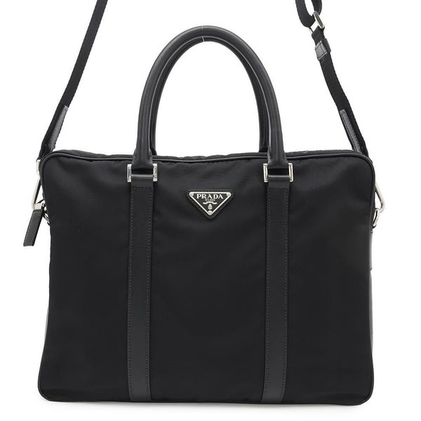 プラダ ビジネスバッグ サフィアーノレザー ナイロン VA0871 PRADA 2wayショルダーバッグ ブリーフケース 黒