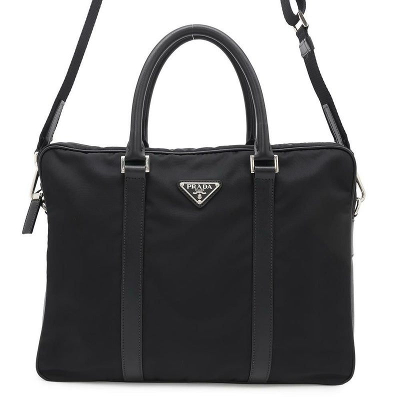 プラダ ビジネスバッグ サフィアーノレザー ナイロン VA0871 PRADA 2wayショルダーバッグ ブリーフケース 黒