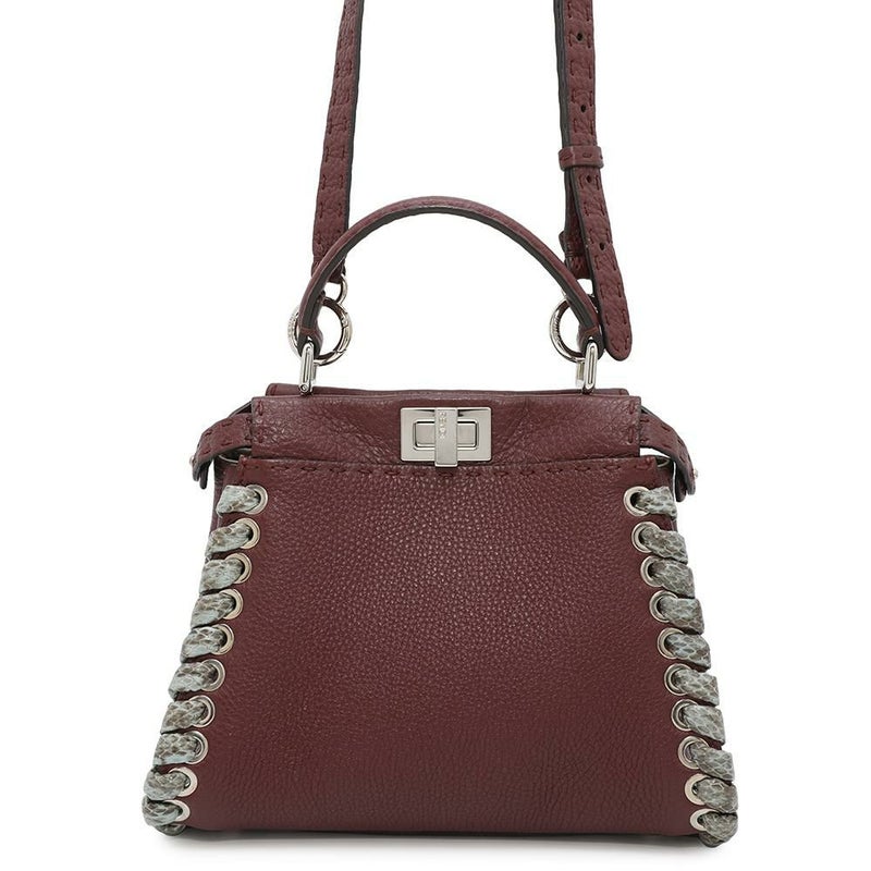 フェンディ ハンドバッグ ミニ ピーカブー セレリア レザー パイソン 8BN244 FENDI バッグ 2wayショルダーバッグ