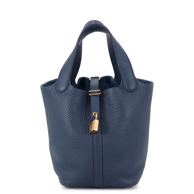 エルメス ハンドバッグ ピコタンロックPM ブルードプリュス/ゴールド金具 トリヨンクレマンス B刻印 HERMES
