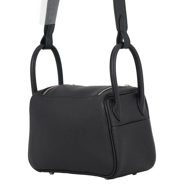 エルメス ハンドバッグ リンディ ミニ ブラック/シルバー金具 トリヨンクレマンス G刻印 HERMES 2wayショルダーバッグ 黒