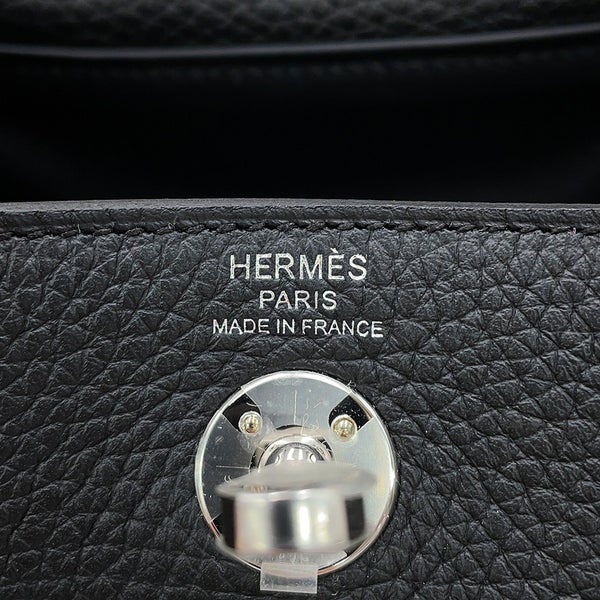 エルメス ハンドバッグ リンディ ミニ ブラック/シルバー金具 トリヨンクレマンス G刻印 HERMES 2wayショルダーバッグ 黒