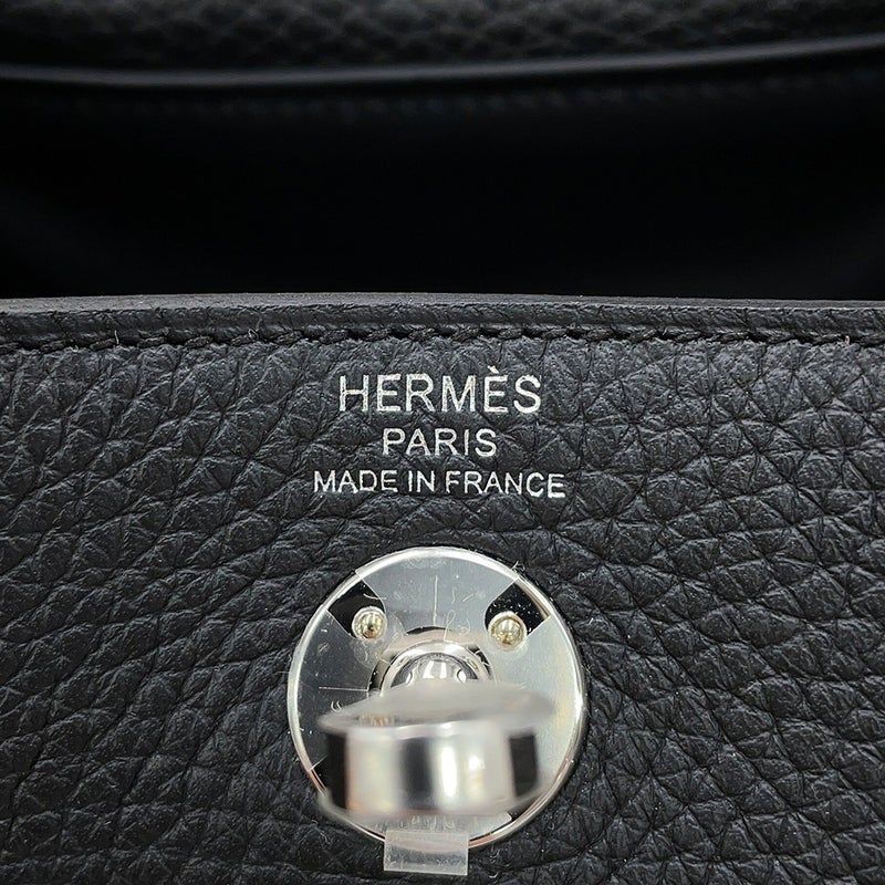 エルメス ハンドバッグ リンディ ミニ ブラック/シルバー金具 トリヨンクレマンス G刻印 HERMES 2wayショルダーバッグ 黒