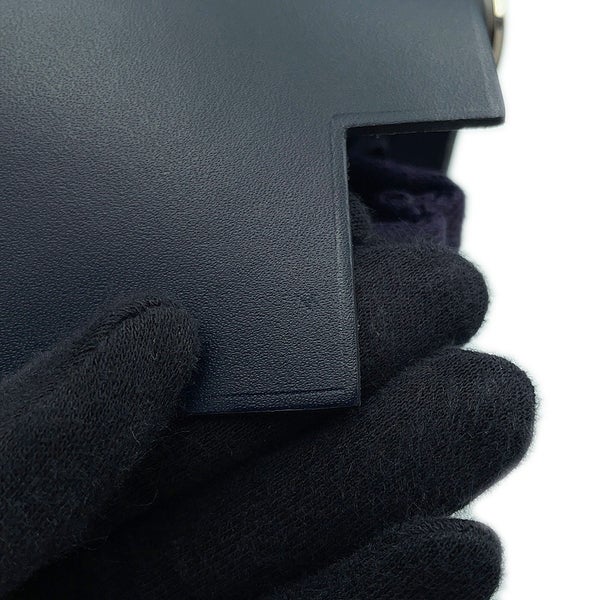 エルメス ショルダーバッグ エールバッグジップ ミニ ブラック/ブルーインディゴ/シルバー金具 トワルミリタリー/ヴァッシュハンター K刻印 黒